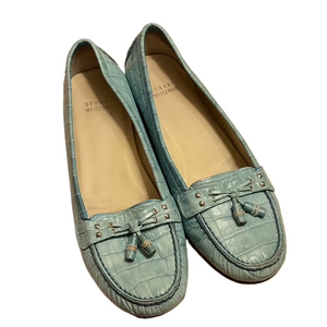 Stuart Weitzman Aqua Croc-Embossed Flats